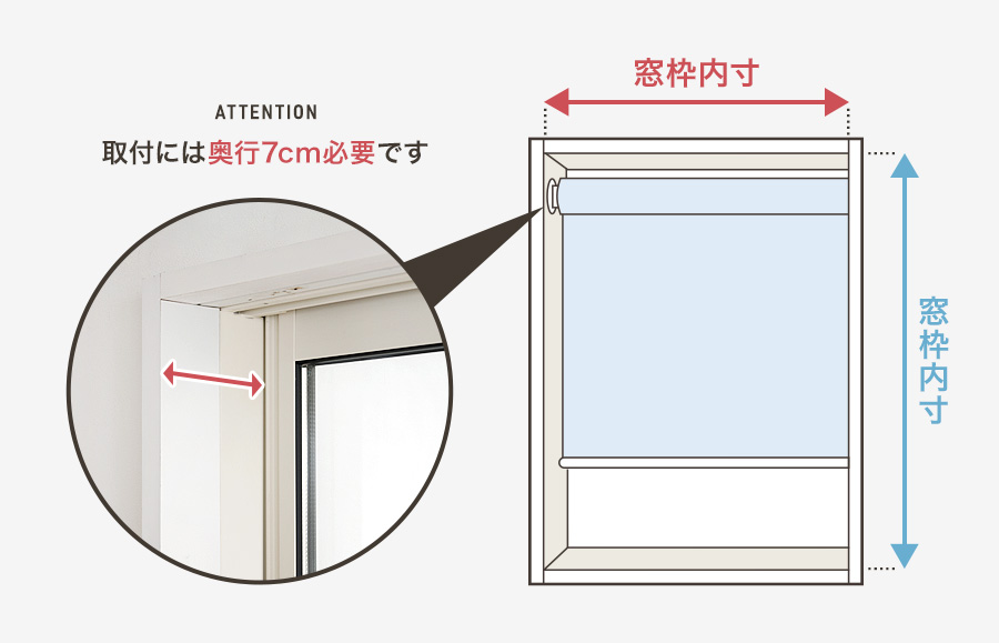 つっぱり式ロールスクリーン サイズの測り方