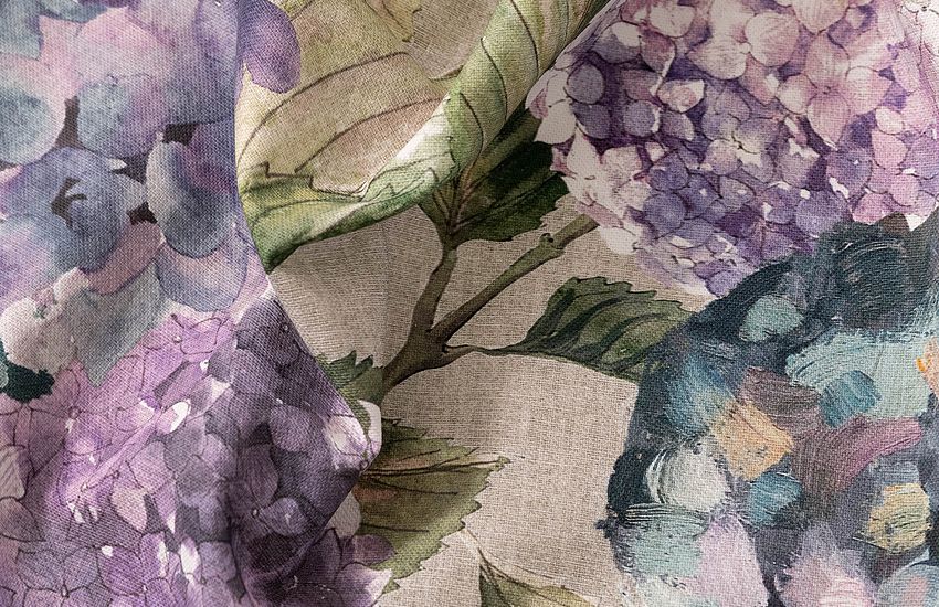パープルやブルーグリーンの紫陽花柄